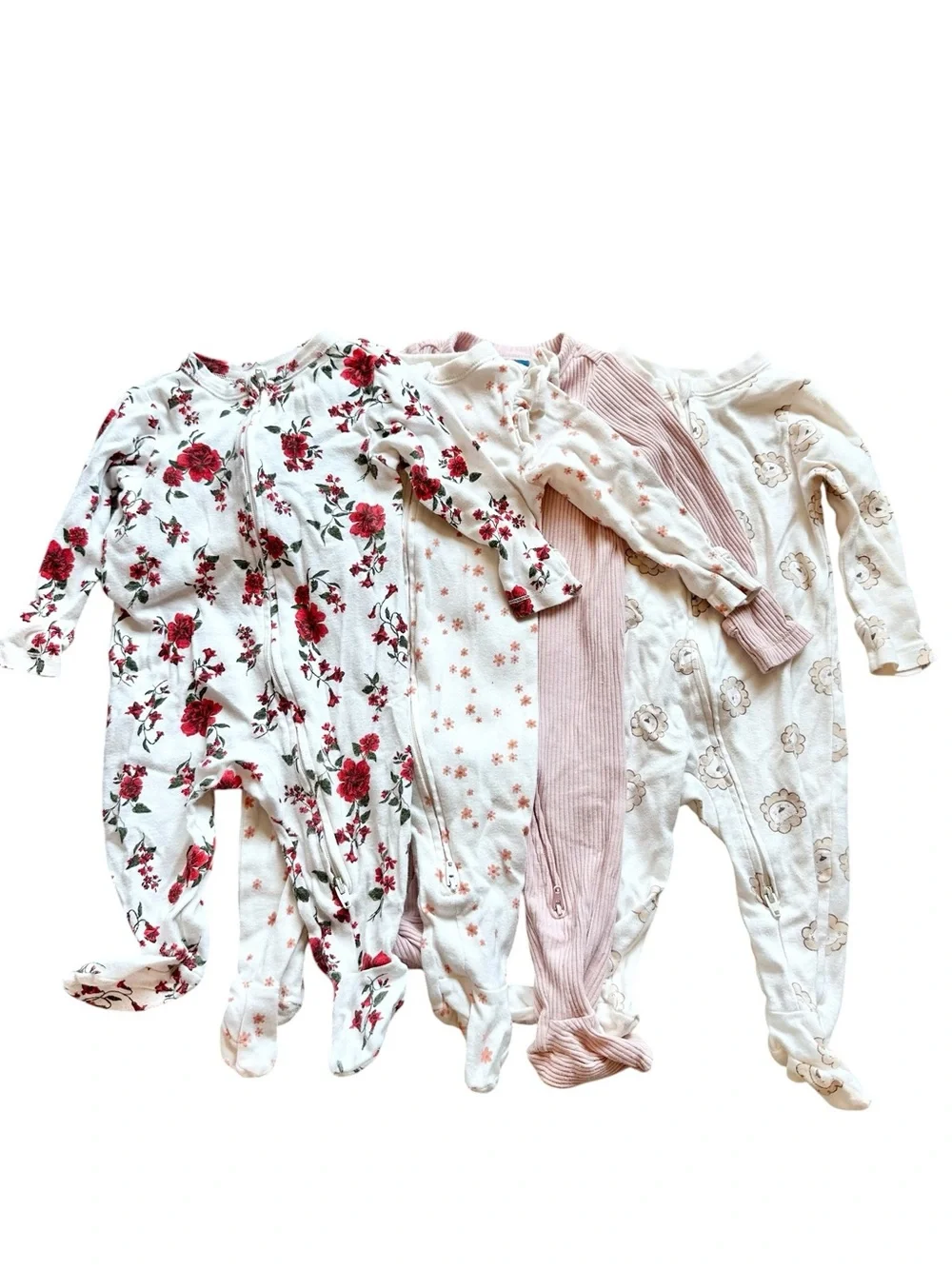 Old Navy lot of 4 footed two way zip closure sleeper footed pajamas 3-6 Months